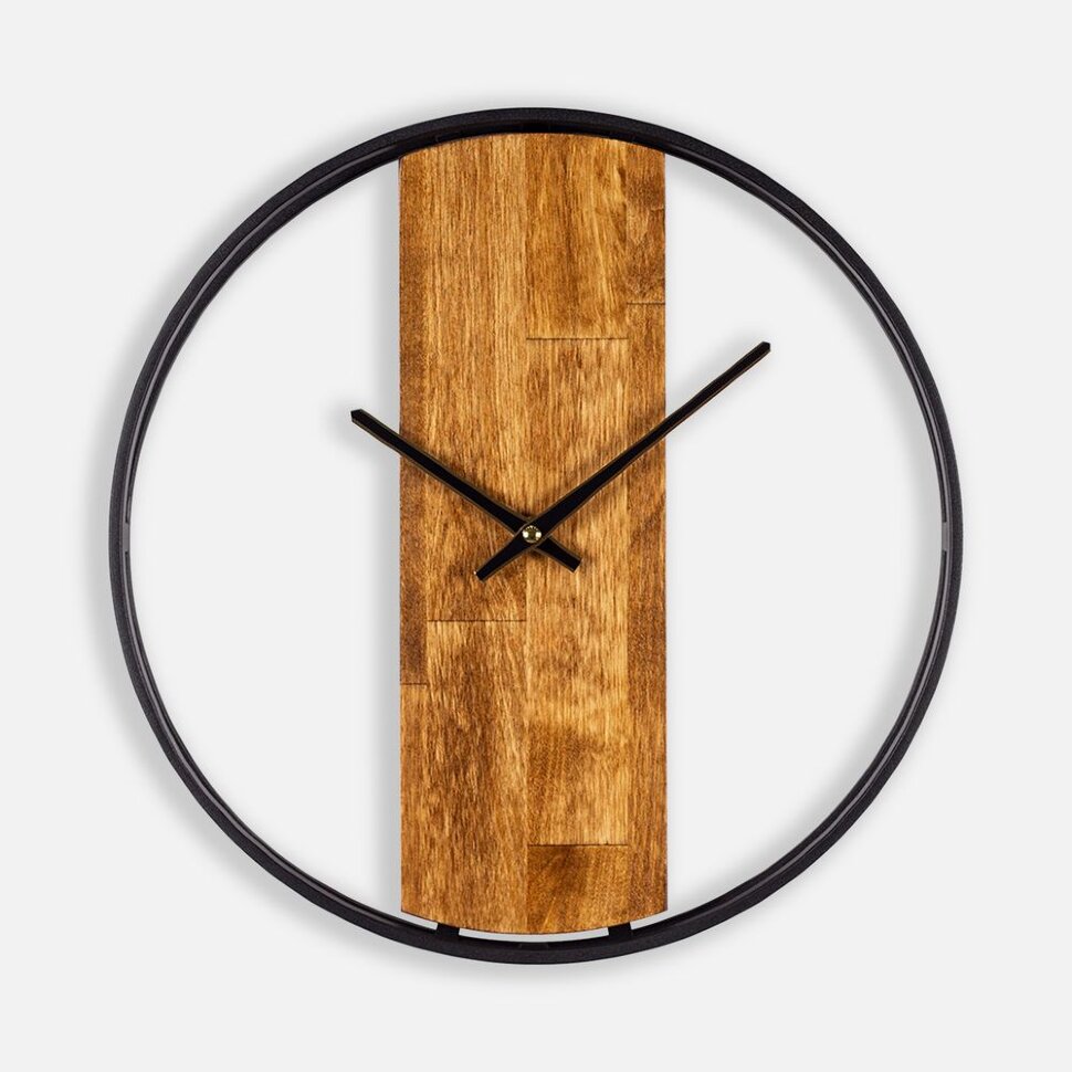 Часы Woodix, черные с коричневым Часы Woodix, черные с коричневым