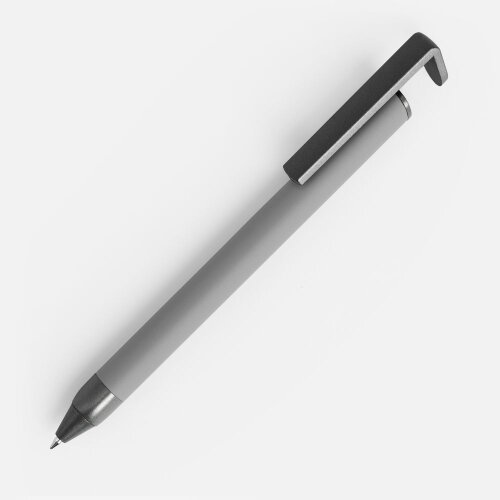 Ручка шариковая Standic с подставкой для телефона, серая