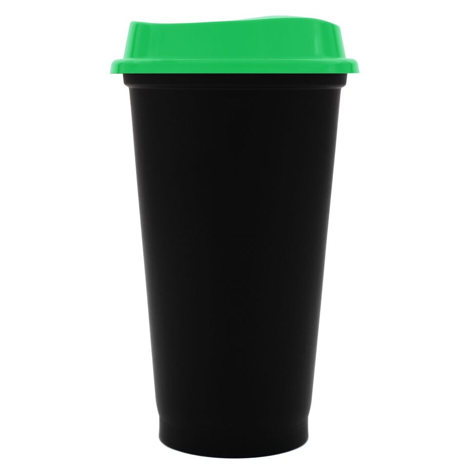 Стакан с крышкой Color Cap Black, черный с зеленым