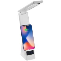 Лампа с беспроводной зарядкой смартфона и часов Powerack, белая Лампа с беспроводной зарядкой смартфона и часов Powerack, белая
